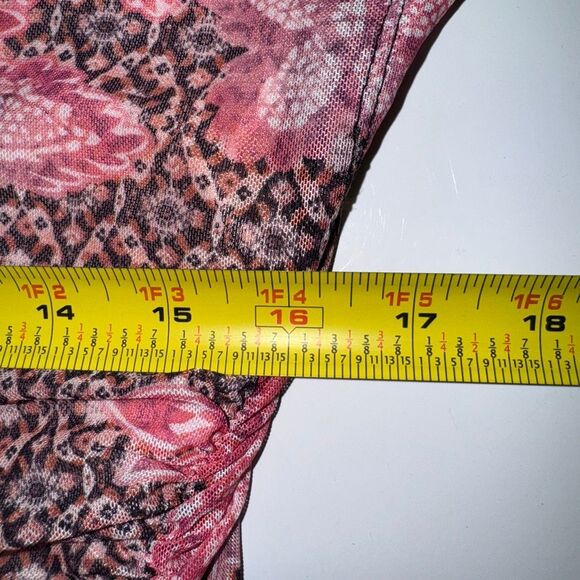 Anthropologie The Maya Ruched Cowl-Neck Mesh Midi Dress | Large | Pink Floral Pr - Picture 9 of 9